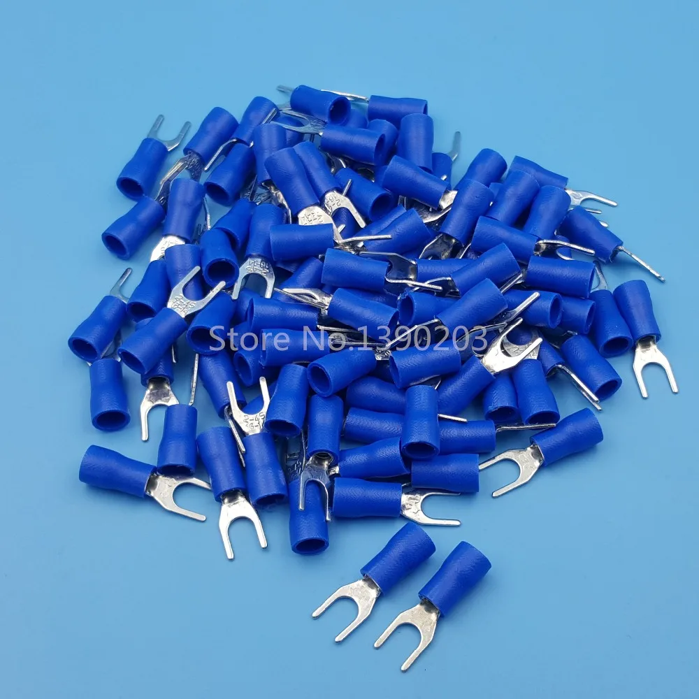 1000Pcs Blue SV2-4 Furcate Pre-Insulating Fork Spade 16~14AWG Wire Crimp Terminals Connector