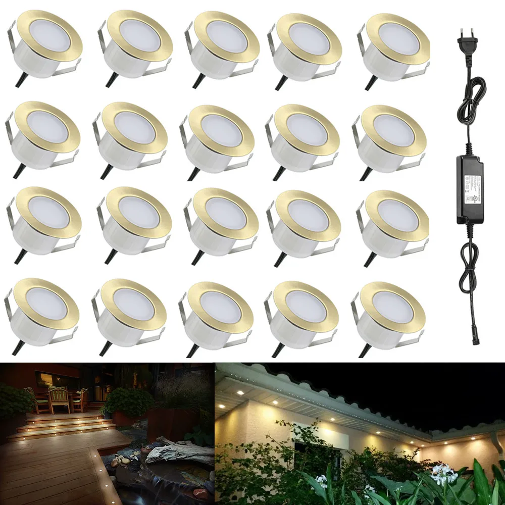 

20pcs/lot 47mm Brass Warm White Outdoor Yard Terrace Kickboard Driveway Recessed Kitchen LED Deck Rail Step Stair Soffit Lights