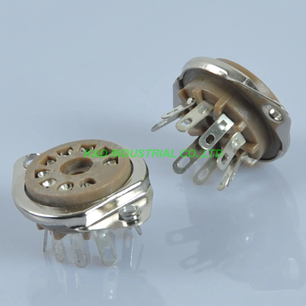 2pcs 9pin Vacuum Noval Tube Sockets Chassis Mount for 12AX7 12AU7 ECC82 ECC83 for Tube Amplifier