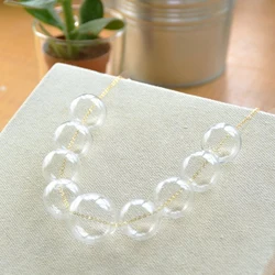 French ElegantMulti-layer  Clear 9 Glass Bubble Beads Necklace Women  Style Statement Pearl Ball Femme Bijoux