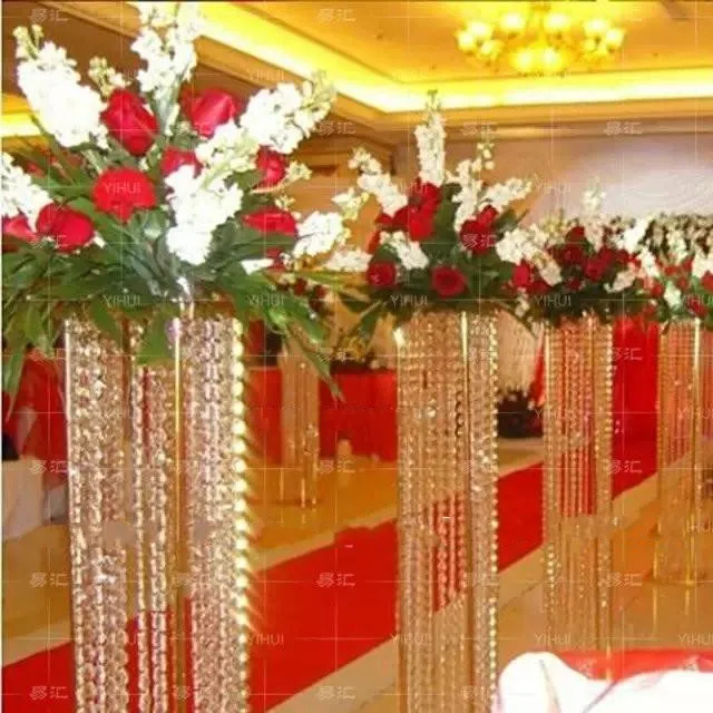 

Wedding walk way flower stand stage venue arylic crystal column pillar for wedding decoration