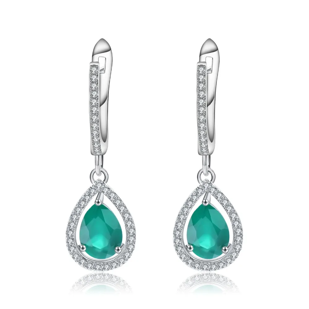 GEM\'S BALLET Natural Water Drop Green Agate Gemstone Earrings 925 Sterling Silver Vintage Drop Earrings for WomenFine Jewelry