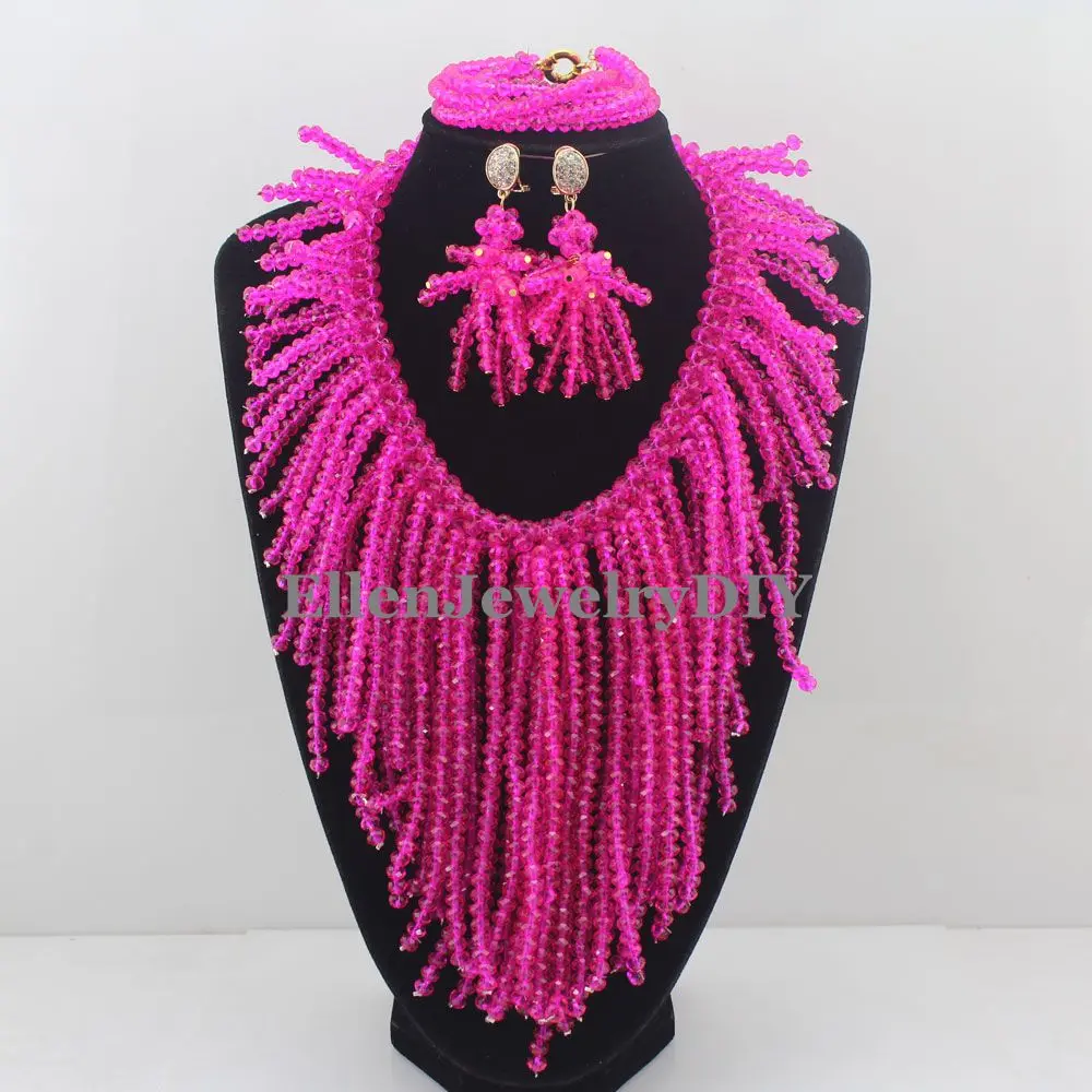 

New Arrived Nigeria Wedding Set Necklace Africa Beads Classic Women Crystal Jewelry Set W11372