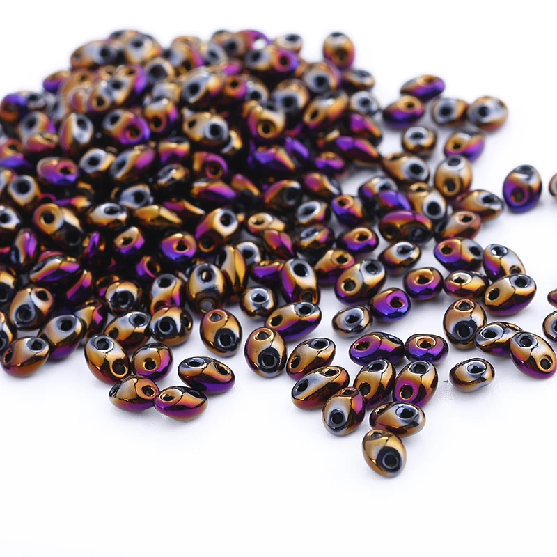 Hot new 100pcs 5x2.5mm Luster Czech Glass Seed Beads Two Hole Bead Loose beads U pick color