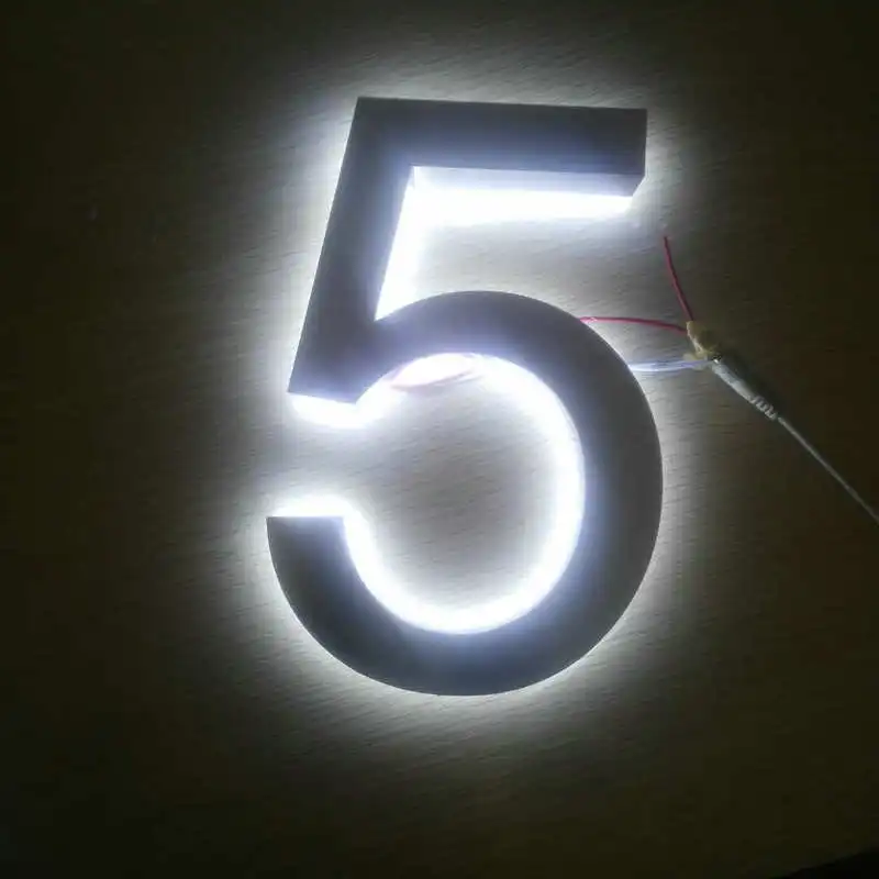 Custom Outdoor 3D lighted address numbers stainless steel led backlit house numbers