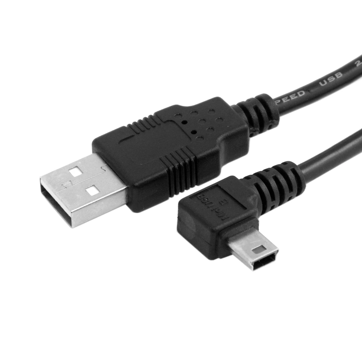 CableCC 5pin Mini USB Male Kiri Miring B Type 90 Derajat untuk USB 2.0 Male Data Kabel 0.5M