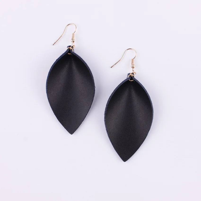 14 Colors New Leaf Leather Fashion Bohemian Earrings For Women Multicolors Leather Dangle Drop Earrings Jewelry Gift Wholesale