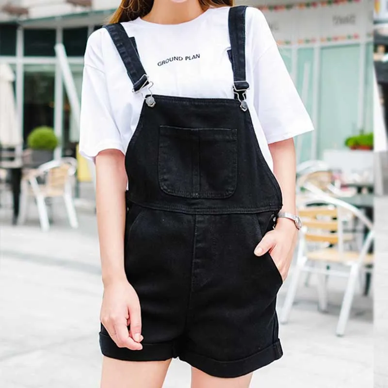 Korean Summer Black Hot Shorts Women Sexy Ripped Jeans Overalls High Waist Denim Shorts Stretch Fabric Plus Size M-5XL