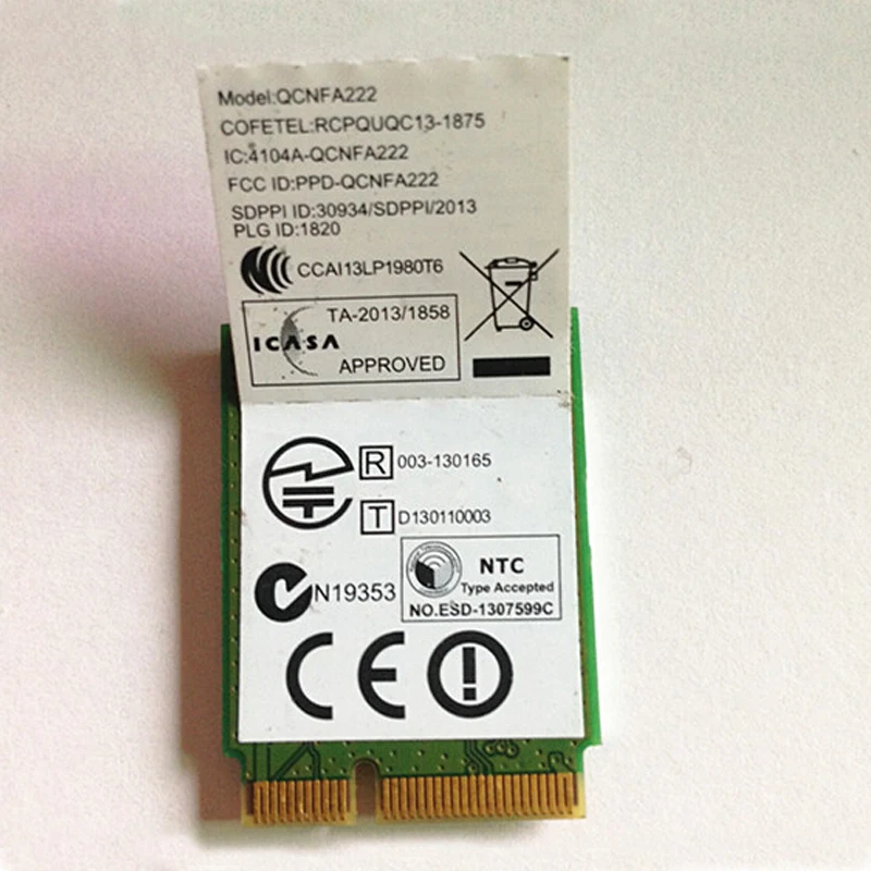 Atheros QCNFA222 NGFF 802.11ABGN 2.4GHz/5GHz&BT 4.0 WiFi Card