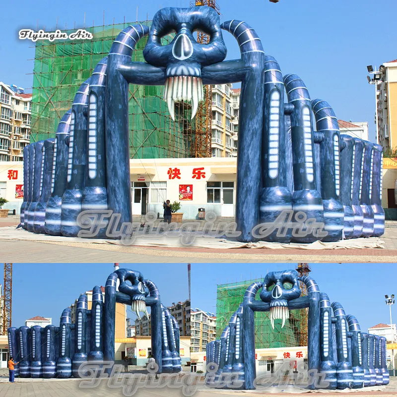 Customized 15.5m*8.5m Halloween Inflatable Death Arch Blow Up Devil Tunnel Demon Skeleton for Outdoor Entrance