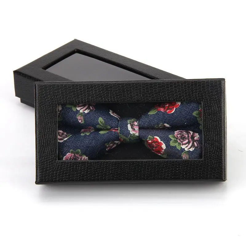 50pcs Mens Tie Box For Gift Black Crocodile Pattern 14.2*7.6*3cm Clear Window Neckties Display Boxes Party Accessories ZA6084