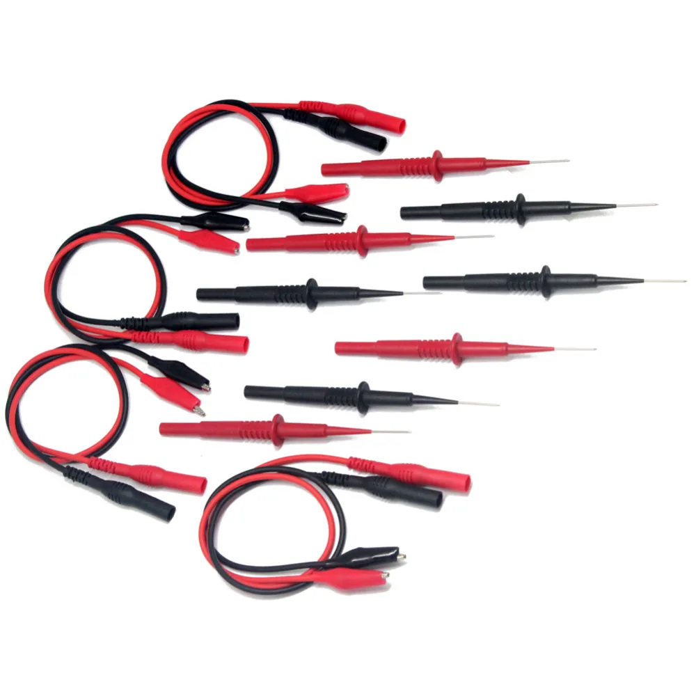 AideTek sharp hard stainless steel needle test leads for multimeter 600V 1A 4mm alligator clip 40mm length 4P1040SET