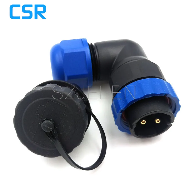 SD20TA-ZM, 90 Degree Elbow Connector, 2 Pin Waterproof Connector ,IP67, LED Power Cable Connector, Pancl Cutout 20mm