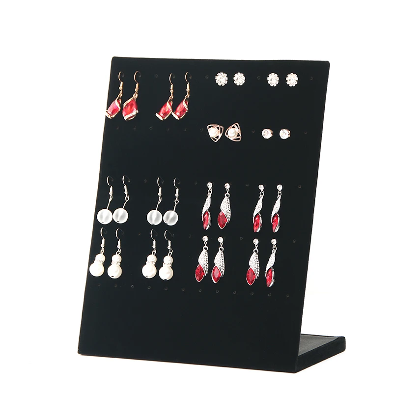 30 pairs of Earring Display Stand Holder L Shape Velvet Stud Earrings Display Rack Pin Ear Ring Jewelry Storage Holder Shelf