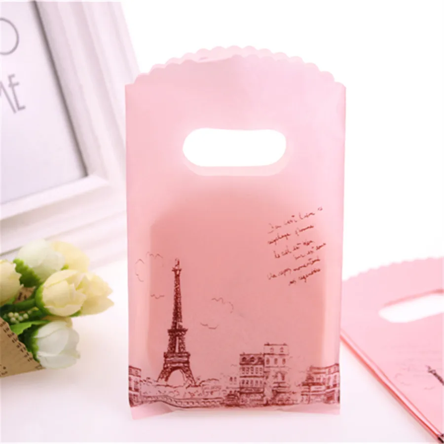 Hot Sale New Design Wholesale 50pcs/lot 9*15cm Luxury European Eiffel Tower Mini Plastic Packaging Bags Small Gift Bag