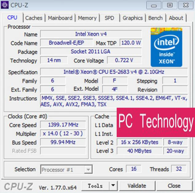 Imagem -02 - Intel Processador Xeon Original Processador Oem de 2.10ghz 16 Núcleos 40mb e5 2683 v4 120w segundo v4 e5 2683v4