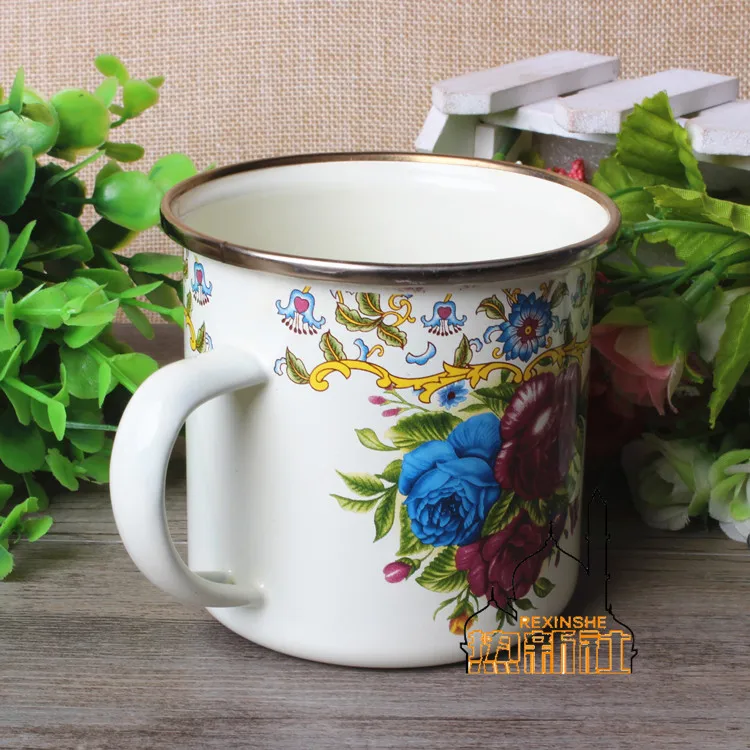 Xinjiang specialty restaurant hand painted enamel cup Islamic halal restaurant tea cup tea mug can be filled with water