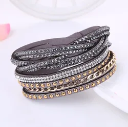 2017 Fashion Leather Bracelet Punk Style Multilayer Bracelets & Bangles Couro Rivet Jewelry For Women /Men pulseras