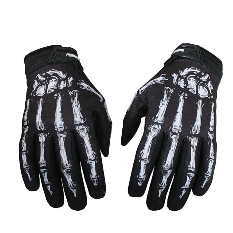 Men Women Motorcycle Cycling Gloves Racing Full Finger Gloves Skull Skeleton Goth Unisex