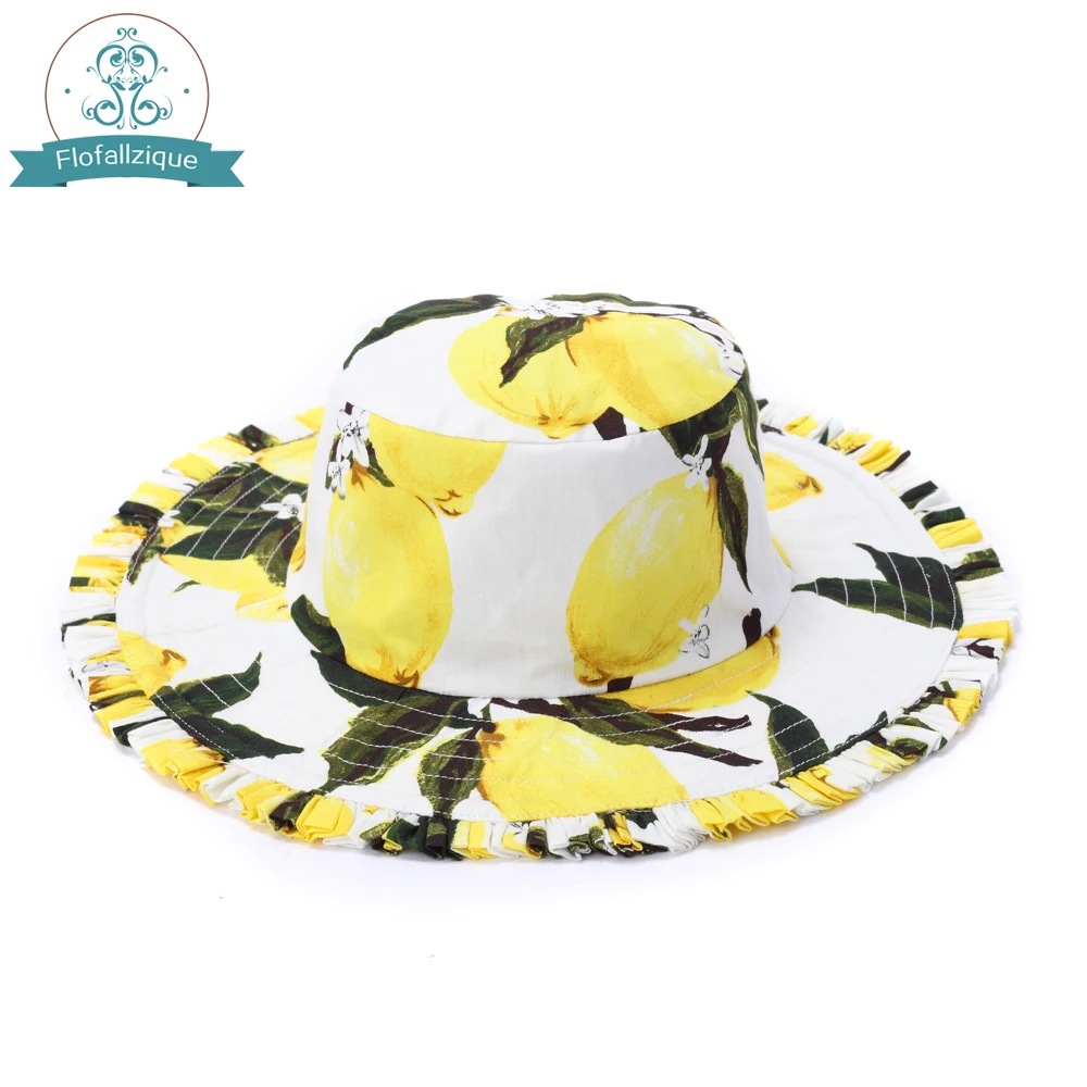 2020 Summer Girls Hats Children Beach Caps Kids Floral Print Cotton Baby Bucket Outdoor Sunhats