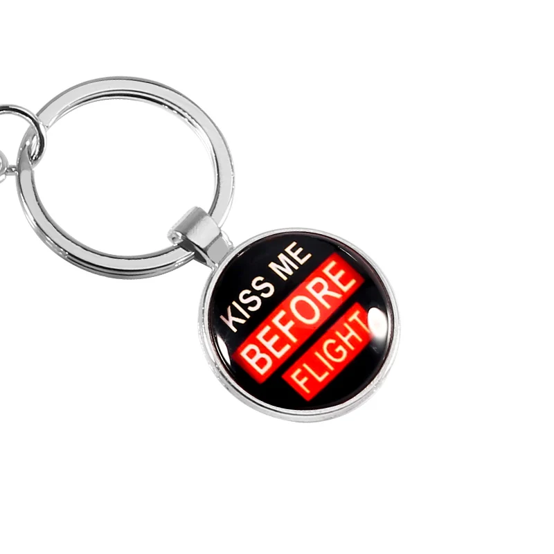 Mixed 2 PCS Kiss Me Before Flight Keychain for Bags llavero Key Chain Jewelry Embroidery Tag Aviation Gifts Motor Key Ring Chain