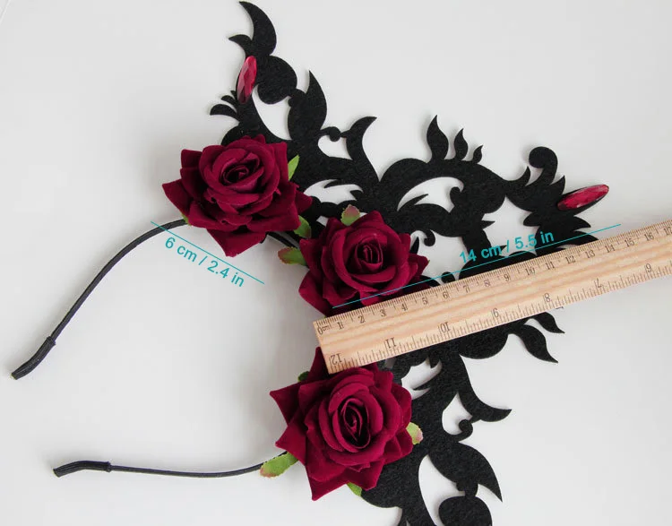 عقال للنساء القوطية الباروك نمط بيان تاج تيارا الثلاثي زهرة روز حجر الراين فستان بتصميم حالم حفلة هيرباند الشعر هوب #6