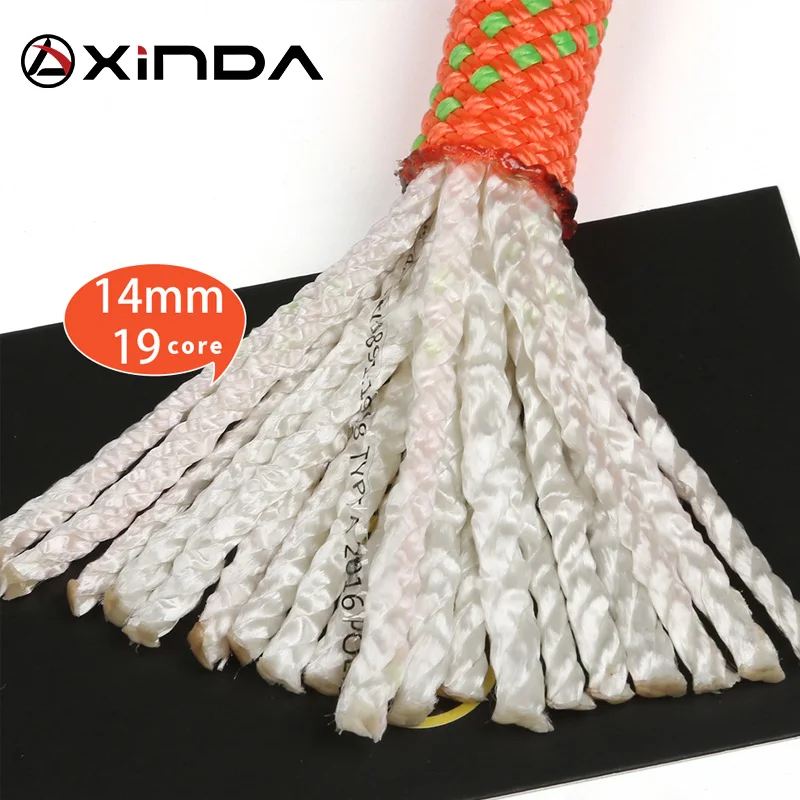XINDA 14mm Rock Climbing Rope Static Rope 38kN High Strength Safety Rope For Working at Height Climb Camping Equipment