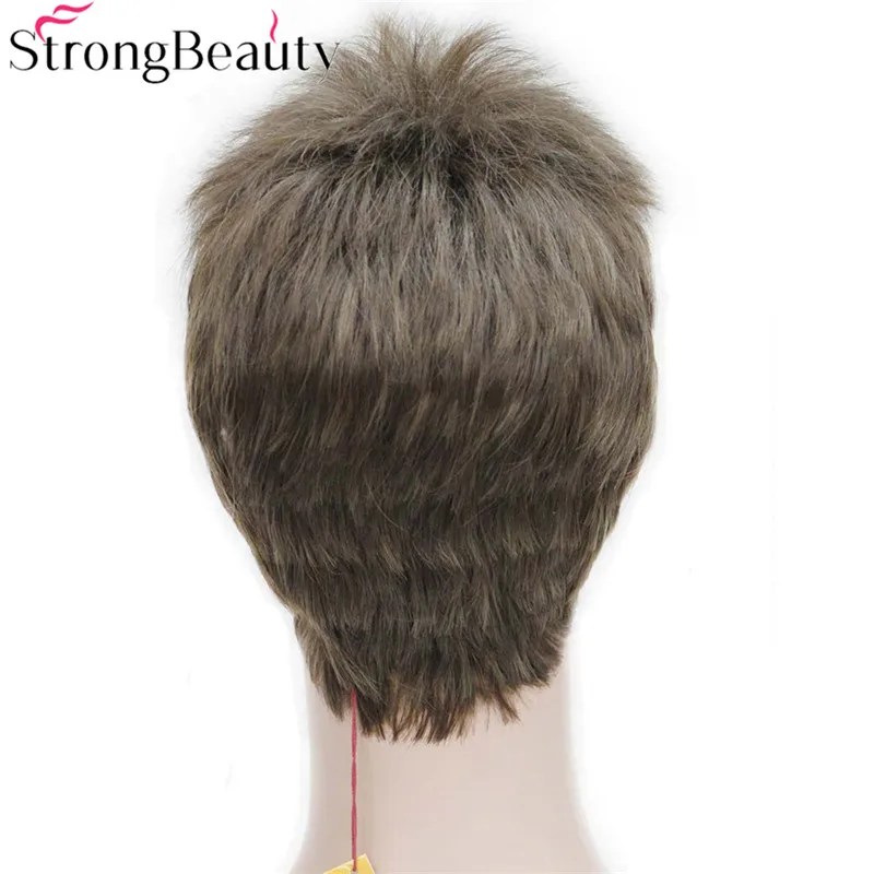 StrongBeauty-peluca corta sintética falsa para hombre y niño, color negro, marrón y dorado, pelucas de Cosplay para estudiantes