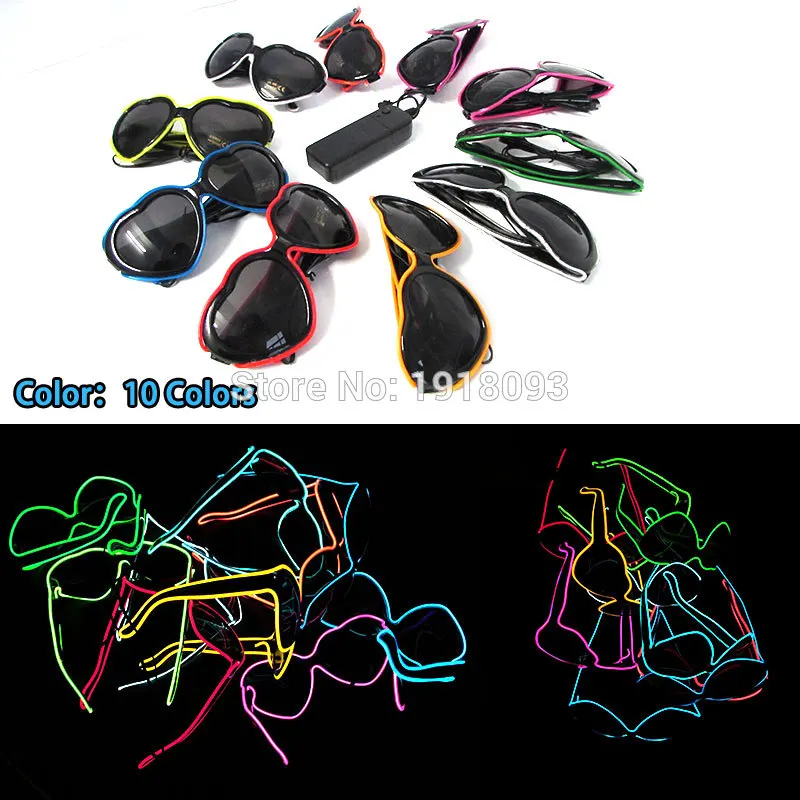 Hot Sales 10 colors Optional Sound active EL Wire LED Strip Neon Glasses Lover's Gift For Christmas Haloween Party Decor