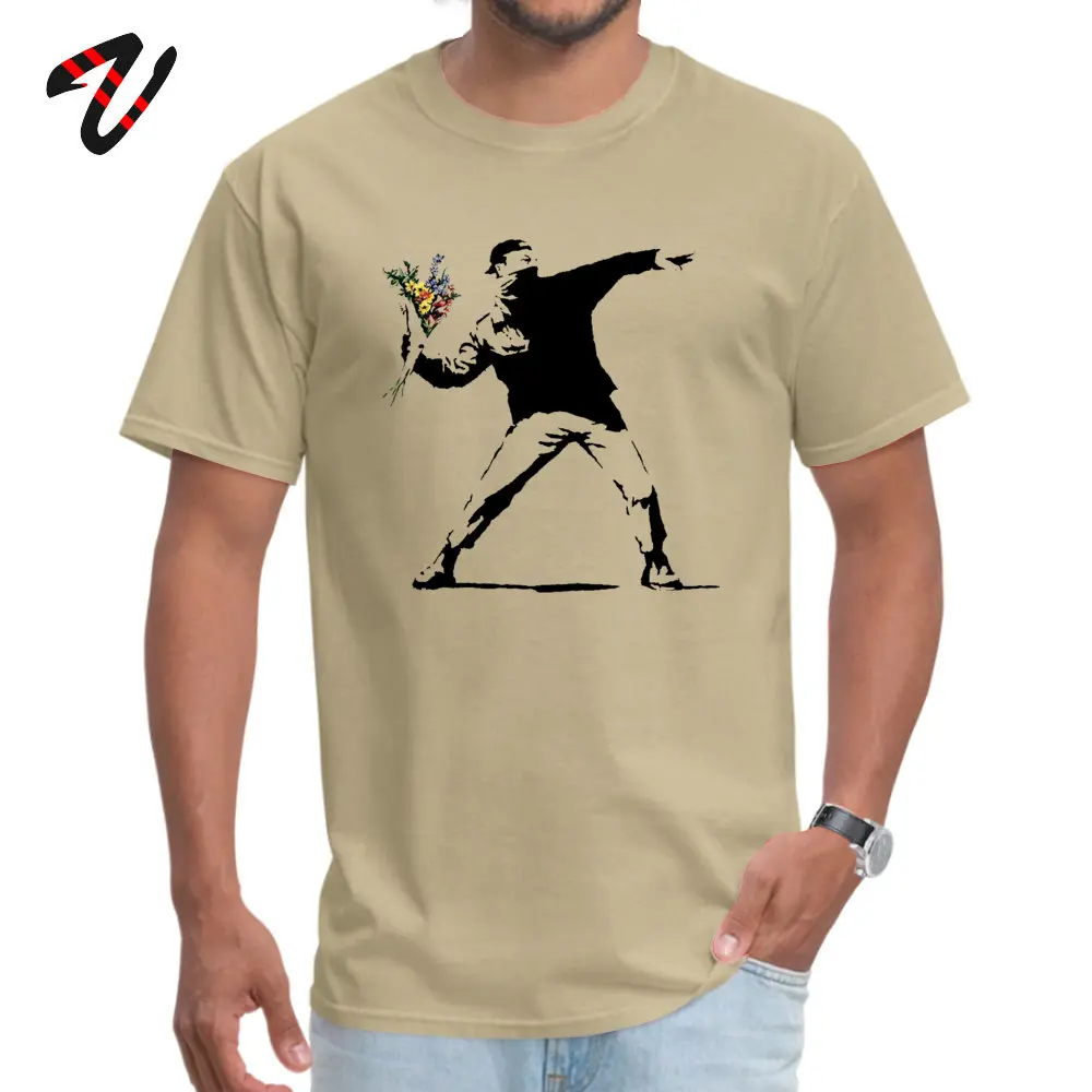 Swag Banksy Flower Thrower T Shirts 100% Cotton Fabric Men Tshirt Mens T-shirts Novelty Street Art Designer Rebel Tees Oversize