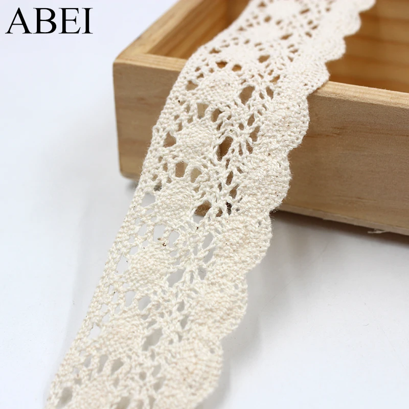 10yards/lot White Cotton Lace Trims 100% Cotton Beige Ribbon Material Diy Hometexile Curtain Clothes Fabric Lace Trimming