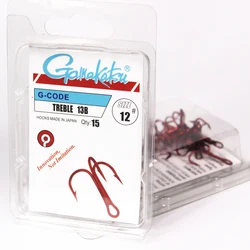 15Pcs/lot 13B Three Hook Red Nickel Color Fishhook 1/2/4/8/10/12/14# Fishing Hook High Carbon Steel Treble Hooks  gamakatsu