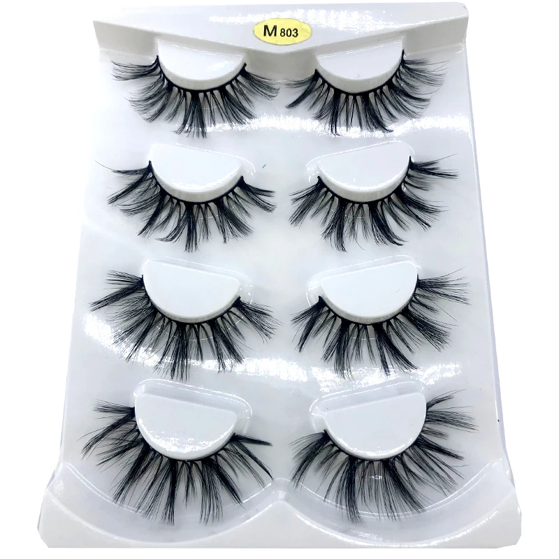 4/7 Pairs 3D Mink Hair False Eyelashes 15-25mm Lashes Thick Long Wispy Fluffy Handmade Cruelty-free Mink Eyelash Makeup Tools