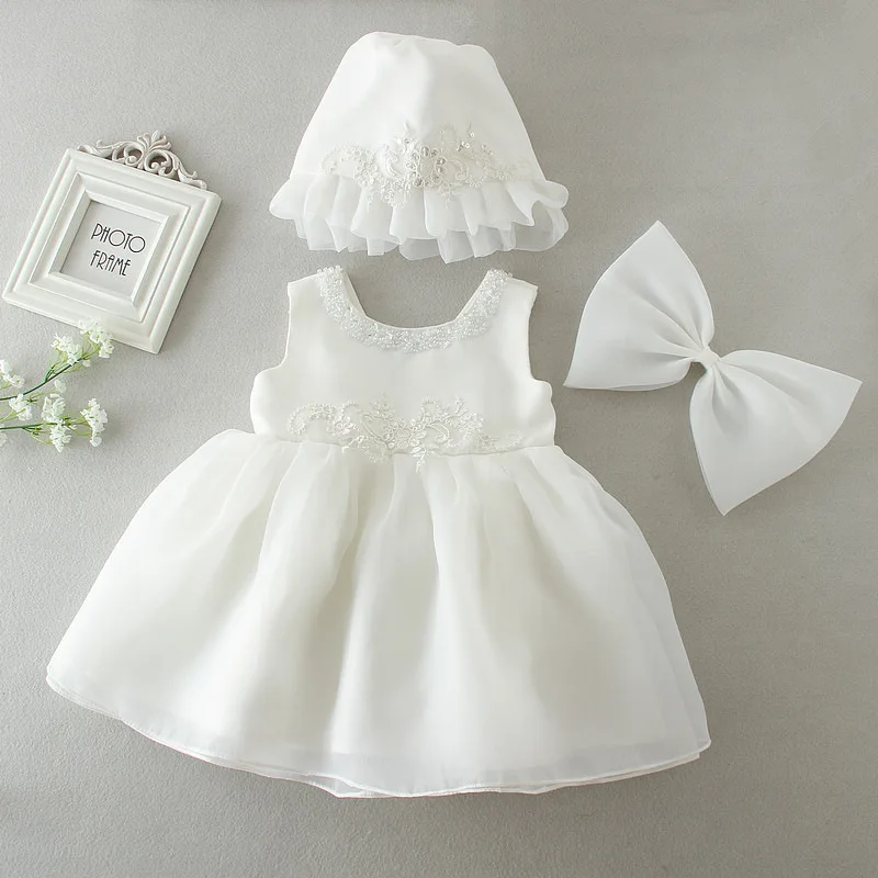 High Quality Baby Girl Dress Baptism Dress for Girl Infant 1 Year Birthday Dress for Newborn Girl Chirstening Dress with Hat