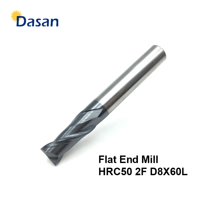 1 cái Carbide End Mill 8 mét 2 Flute Tungsten Thép HRC50 D8 * 60 Chiều Dài Tiêu Chuẩn AITiN Tráng CNC gia công Phay Công Cụ Cắt
