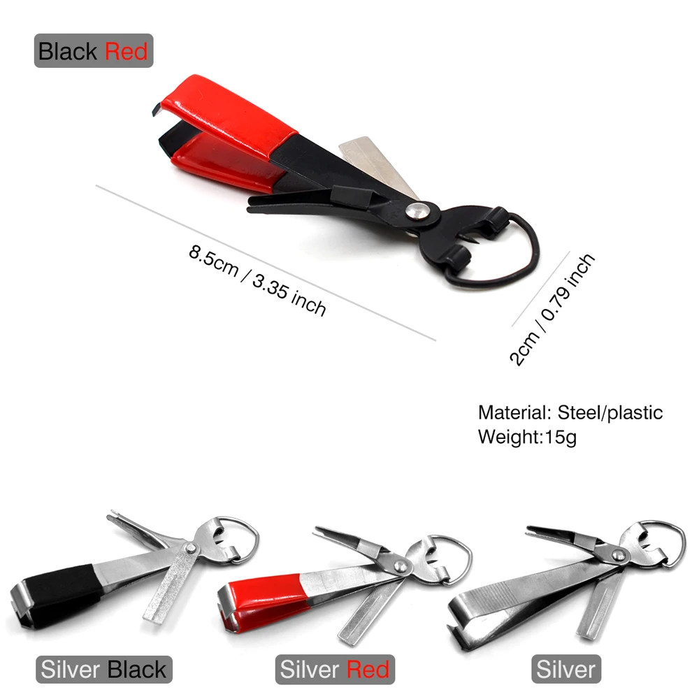 MNFT 1Pcs Quick Knot Tying Tool Fly Fishing Nipper Scissors Hook Sharpener with Zinger Retractor Hook Sharpener Fly Tying Tool