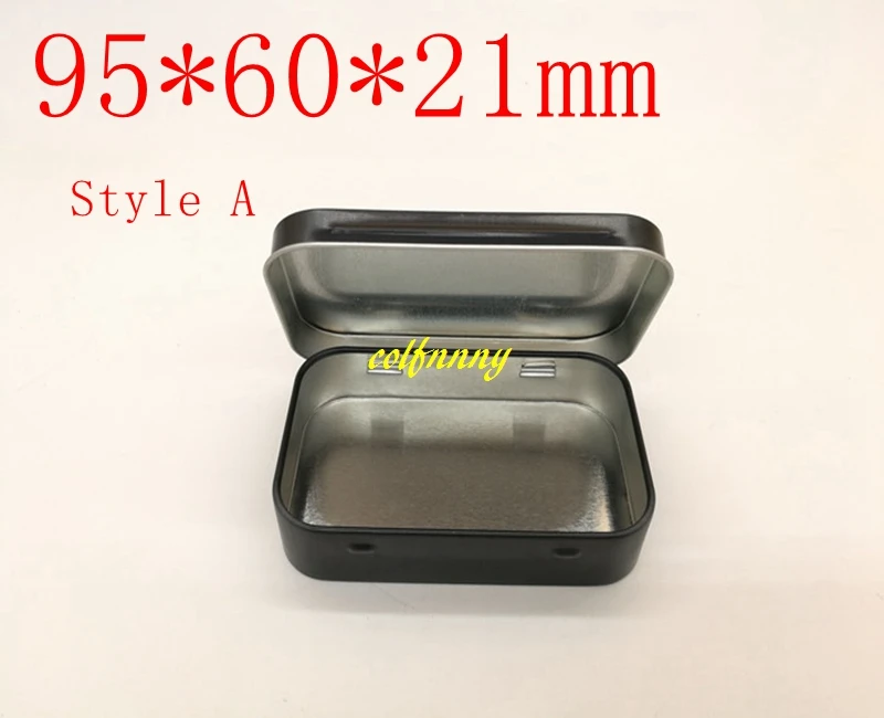 600pcs/lot 9.5cmx6cmx2.1cm Black & White Plain Iron Tin box Metal Rectangle tea candy business card usb storage box case M01