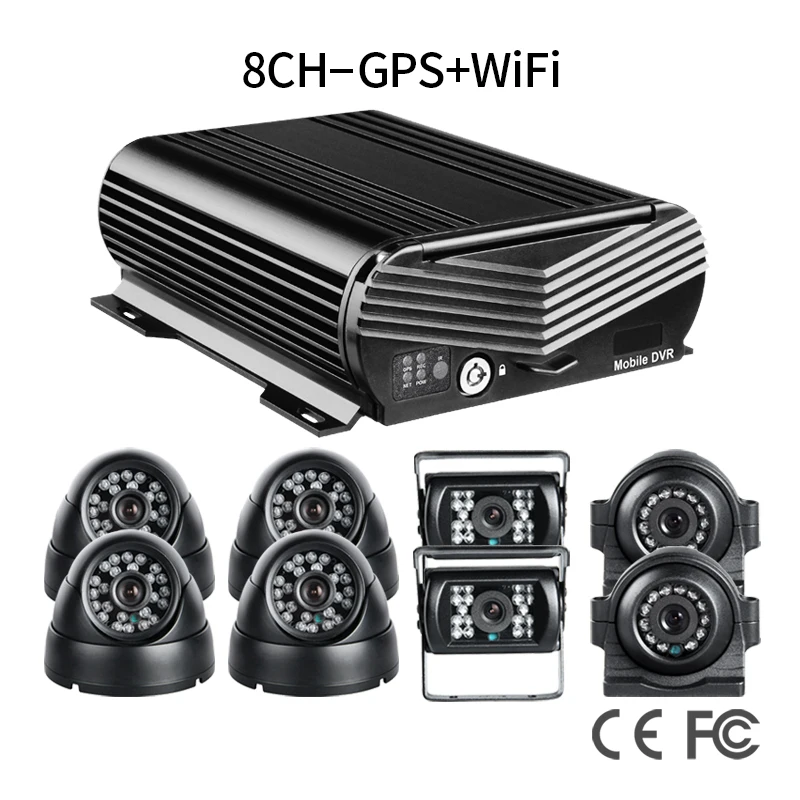 

GPS Track Wifi Remote Monitor HDD Save Video 8CH 1080 AHD Mobile Car DVR +8Pcs 2.0MP Truck Bus Cameras Car Dvr