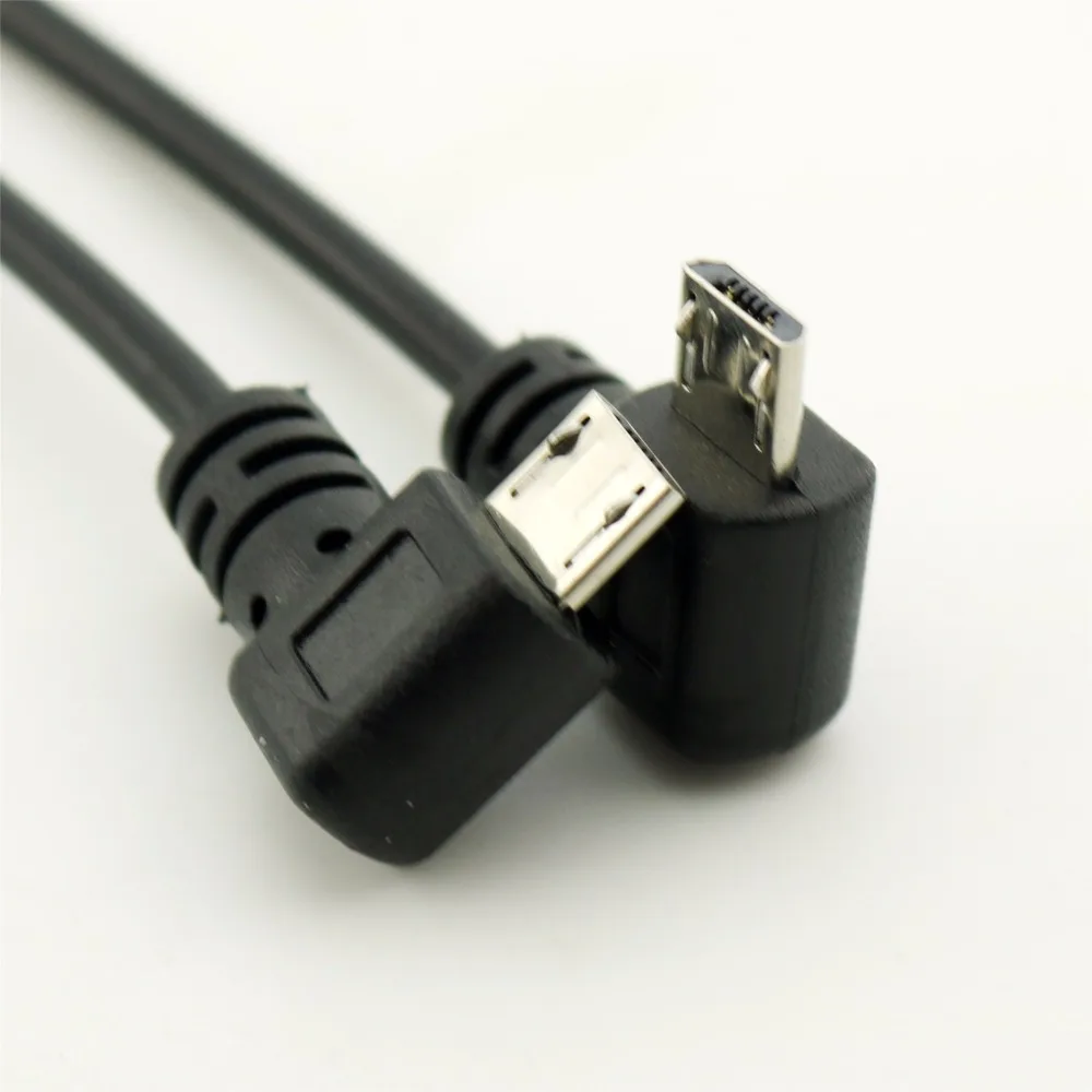 1 sztuk Micro USB 2.0 5 Pin kobieta na podwójny 2x męski Splitter Y kątowa ładowarka danych kabel ładowania do telefonu komórkowego 30cm