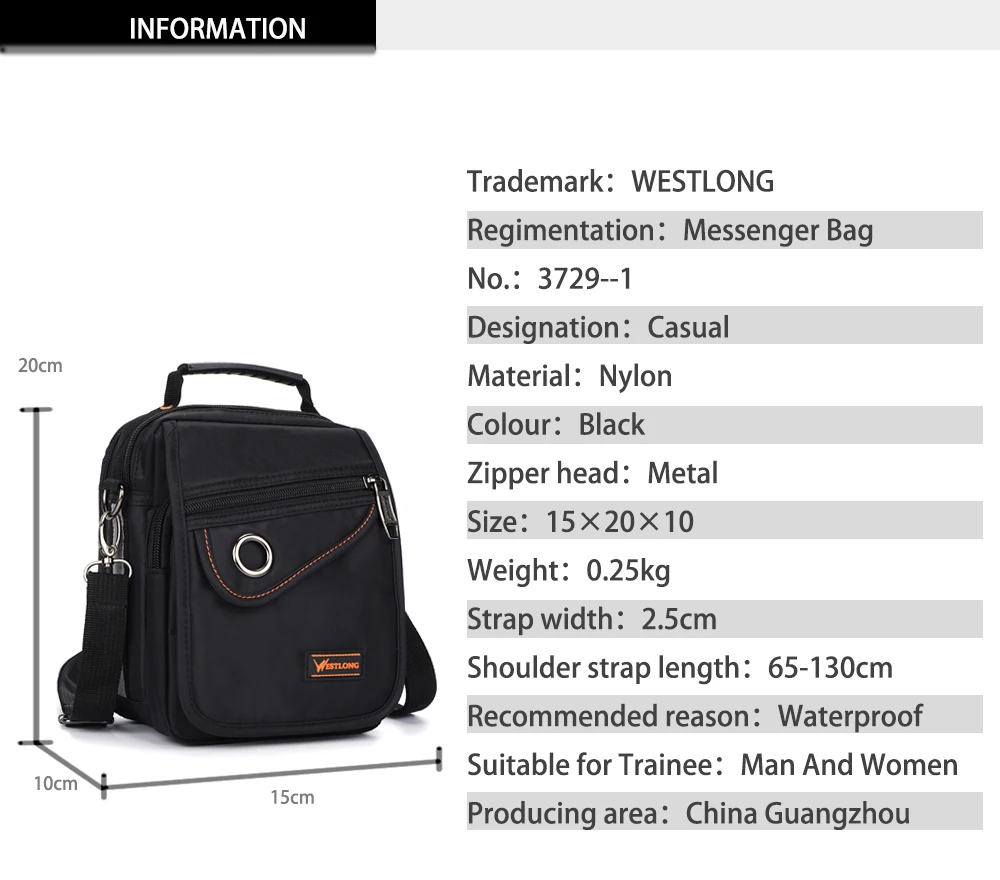 New 3729-1 Men Messenger Bags Casual Multifunction Small Travel Pockets Waterproof Style Shoulder Military Crossbody Bags