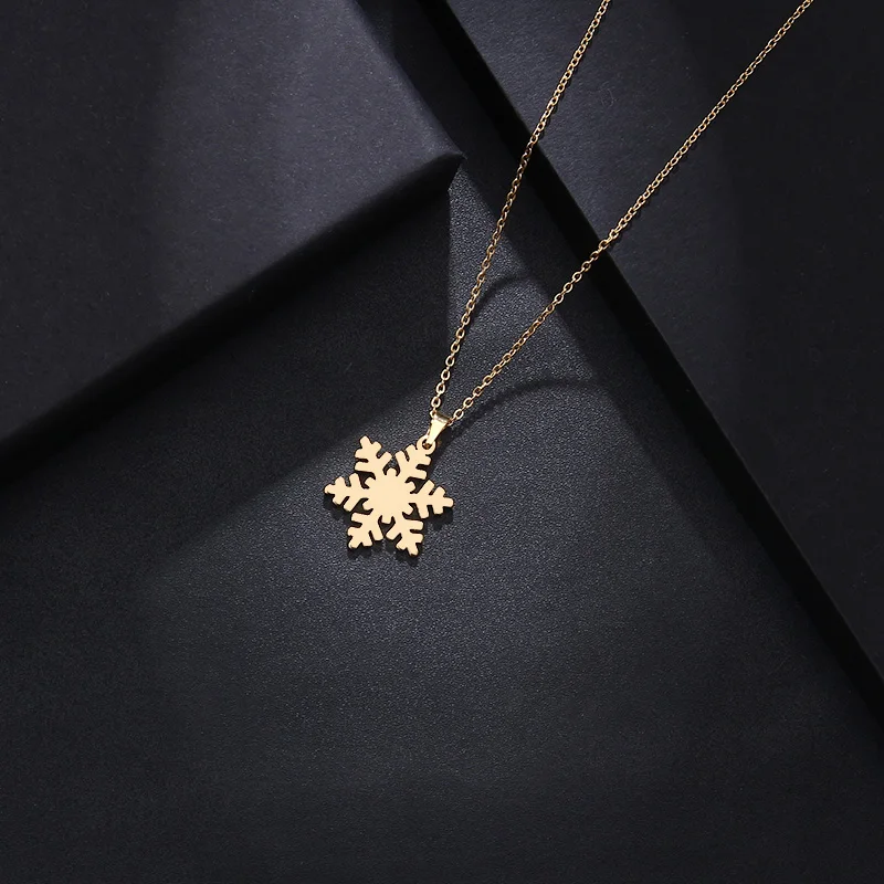 DOTIFI Stainless Steel Necklace For Women Man Lover's Snow Gold Color Pendant Necklace Engagement Jewelry