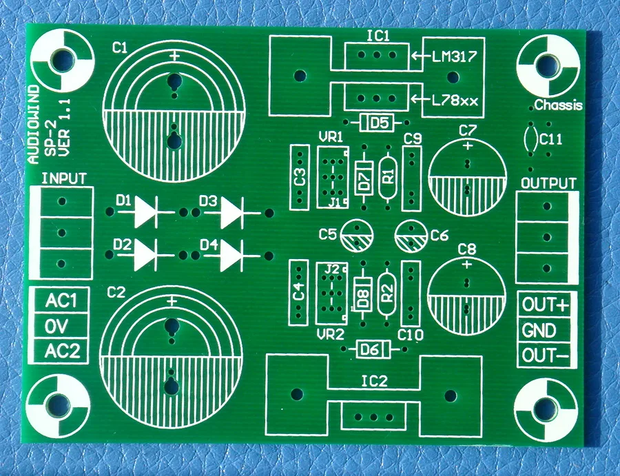 Voltage Regulator PCB for LM317 LM337 or 78xx 79xx IC.