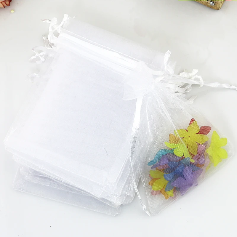 

Hotsale 1000pcs/lot White Color Organza Bags 5x7cm Mini Wedding Festival Favor Gift Bag Jewelry Packaging Bags Pouches