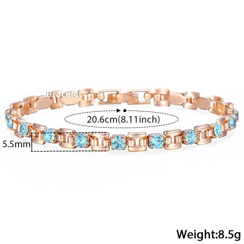 Womens Bracelet Square Bismark CZ Stone 585 Rose Gold Color Bracelets For Women Jewelry Accessories Gifts 5.5mm HGBM101