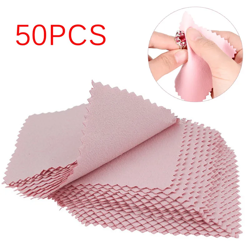 50 pièces/sac chiffon de nettoyage propre chiffon de polissage pour argent Sterling or platine bijoux Anti ternissement