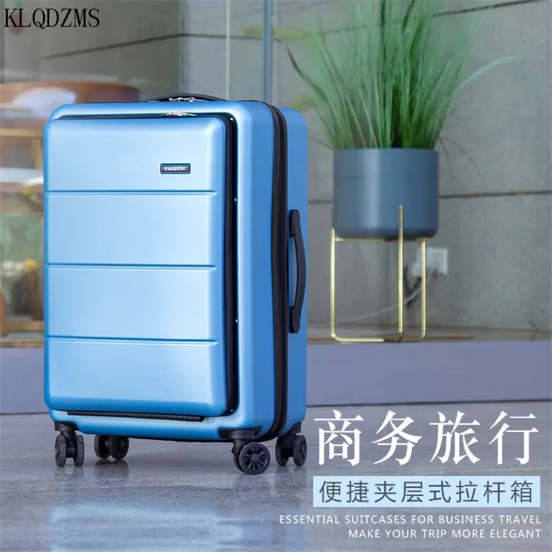 KLQDZMS-Valise à roulettes pour hommes et femmes, sac pour ordinateur portable ouvert à l'avant, ABS + PC, valise à roulettes, bagages roulants, haute qualité, 20 ", 24"