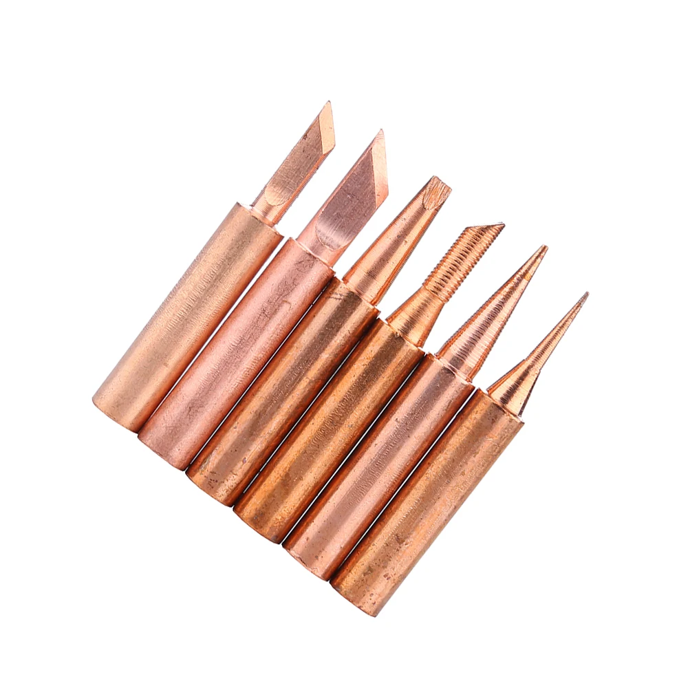 6pcs/lot 900M-T Copper Soldering Iron Tips Lead Free Solder Welding Sting For 936/937/938/969/8586/852D Soldering Station