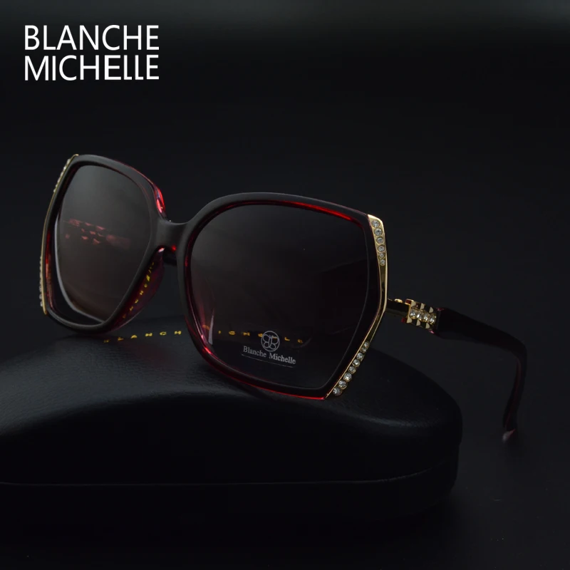 Blanche Michelle High Quality Oversized Polarized Sunglasses Women UV400 oculos de sol Gradient Driving Sun Glasses With Box