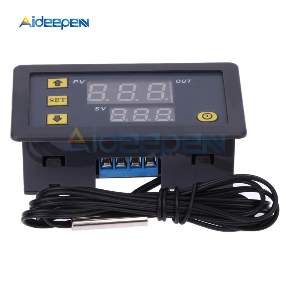 Controlador digital de temperatura, termostato con pantalla LED, W3230 24V DC 12V 110V 220V, interruptor de refrigeración y calefacción, sensor de