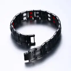 Black Titanium Magnetic Bracelet Mens Chain Link Health Energy Magnetic Titanium Bracelet Germanium Magnet Health Bracelets Male
